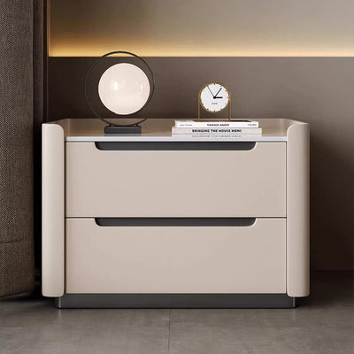 Table de chevet rectangulaire minimaliste moderne en bois avec deux tiroirs pour chambre 