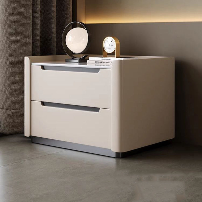 Table de chevet rectangulaire minimaliste moderne en bois avec deux tiroirs pour chambre 