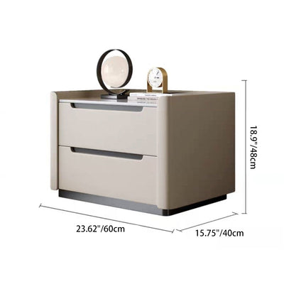 Table de chevet rectangulaire minimaliste moderne en bois avec deux tiroirs pour chambre 