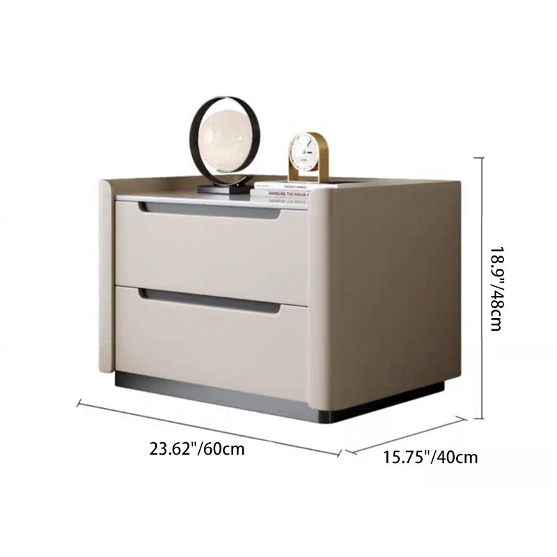 Table de chevet rectangulaire minimaliste moderne en bois avec deux tiroirs pour chambre 