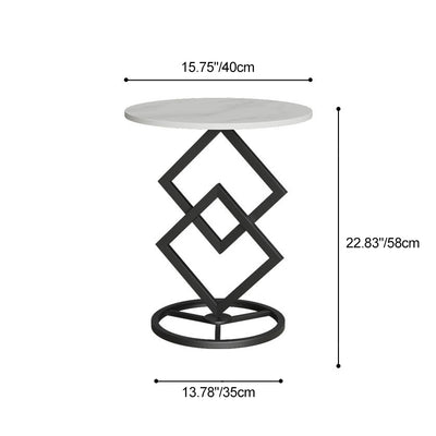 Modern Transitional Round Iron Rock Slab End Table 1-Tier For Living Room