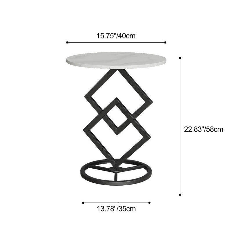 Modern Transitional Round Iron Rock Slab End Table 1-Tier For Living Room