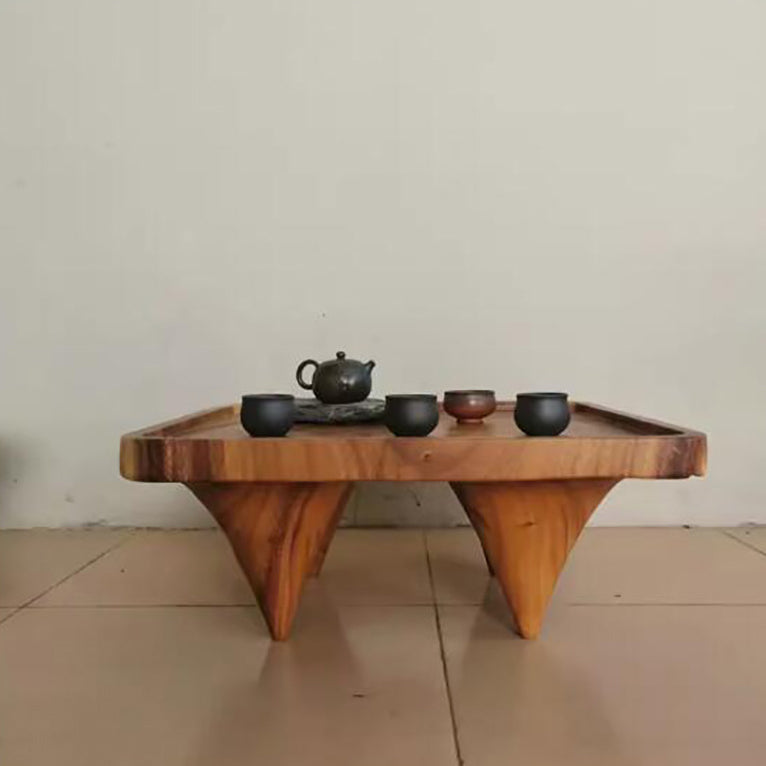 Mesa de centro japonesa tradicional redonda/cuadrada de nogal de 1 nivel para sala de estar 