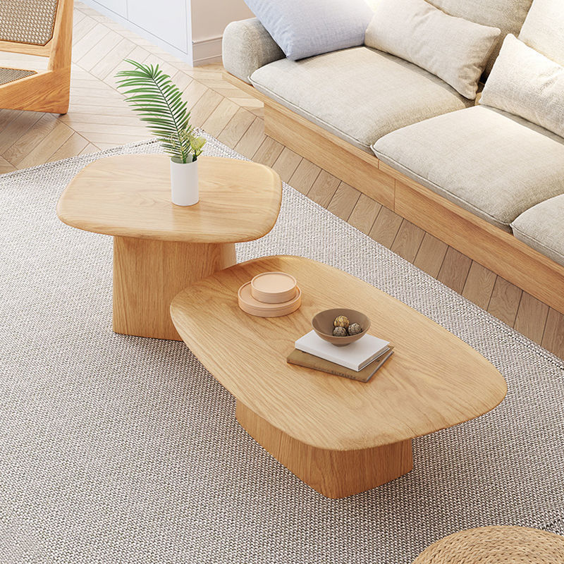 Traditional Japanese Rectangular Wood Coffee Table 1-Tier For Living Room