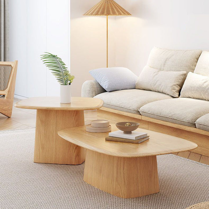 Traditional Japanese Rectangular Ash Coffee Table 1-Tier For Living Room