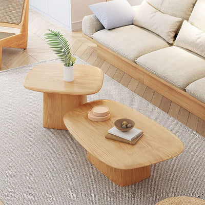Traditional Japanese Rectangular Wood Coffee Table 1-Tier For Living Room