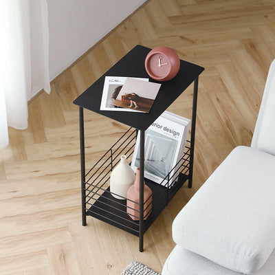 Table d'appoint rectangulaire en fer nordique contemporain à 2 niveaux pour salon 