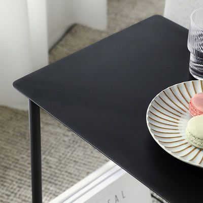 Table d'appoint rectangulaire en fer nordique contemporain à 2 niveaux pour salon 