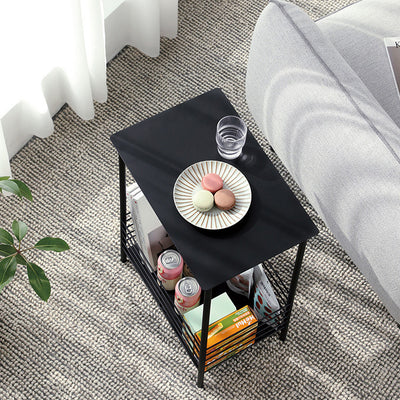 Table d'appoint rectangulaire en fer nordique contemporain à 2 niveaux pour salon 