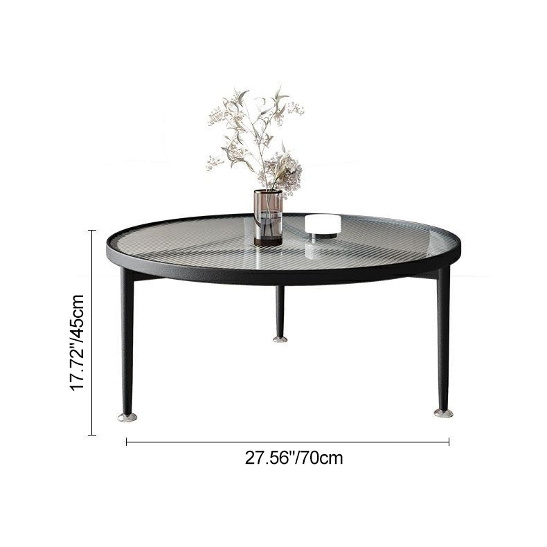 Contemporary Nordic Round Iron Glass Coffee Table 1-Tier For Living Room