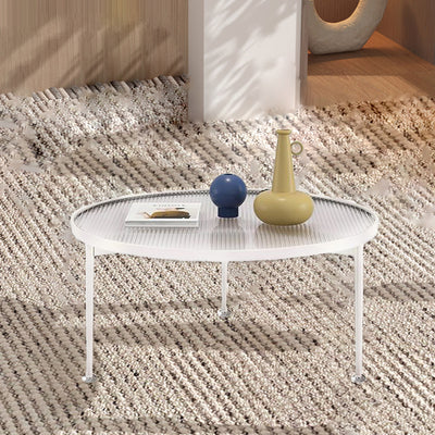 Contemporary Nordic Round Iron Glass Coffee Table 1-Tier For Living Room