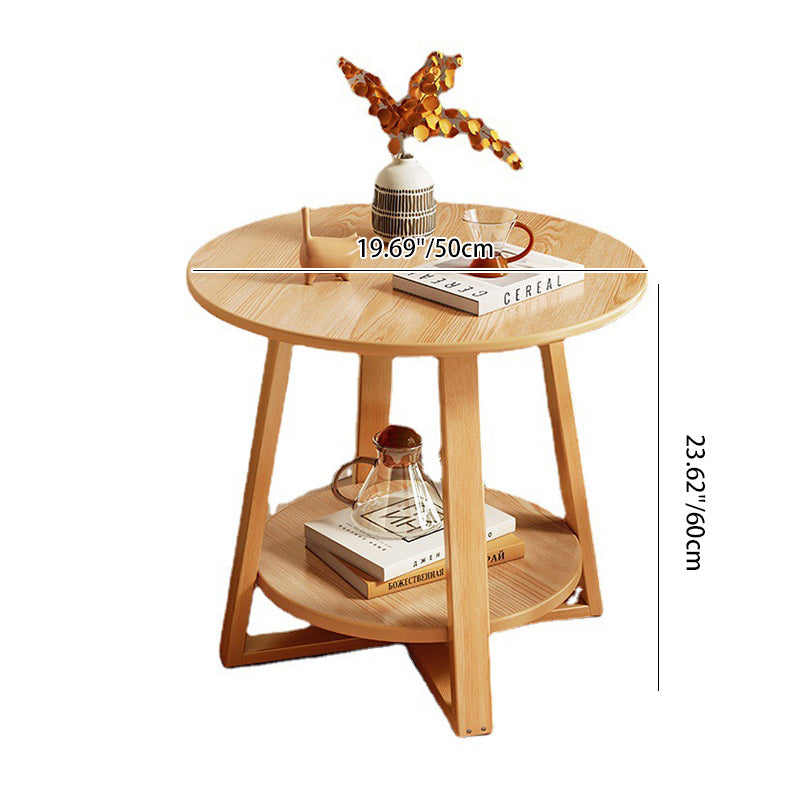 Moderner runder Holztisch mit 2 Ebenen für das Wohnzimmer 