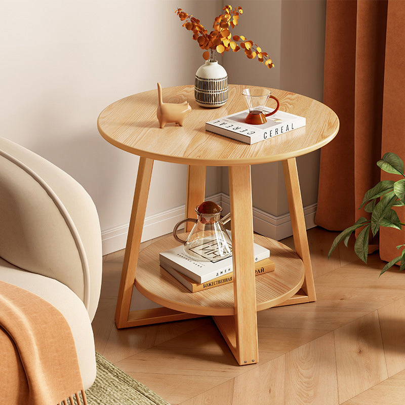 Moderner runder Holztisch mit 2 Ebenen für das Wohnzimmer 
