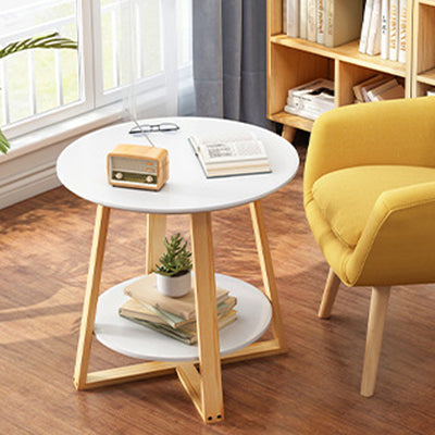 Moderner runder Holztisch mit 2 Ebenen für das Wohnzimmer 