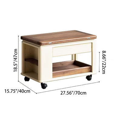 Mesa de café rectangular de madera nórdica contemporánea de 2 niveles para sala de estar 