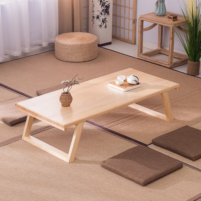 Traditional Japanese Rectangular Wood Coffee Table 1-Tier For Living Room