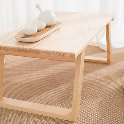 Traditional Japanese Rectangular Wood Coffee Table 1-Tier For Living Room