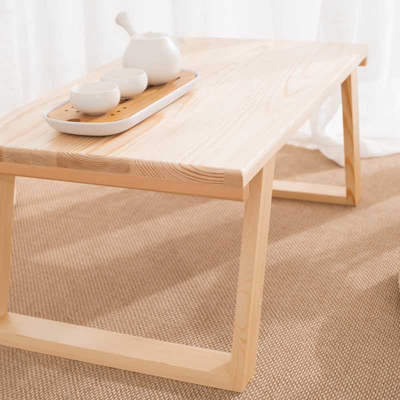 Traditional Japanese Rectangular Wood Coffee Table 1-Tier For Living Room