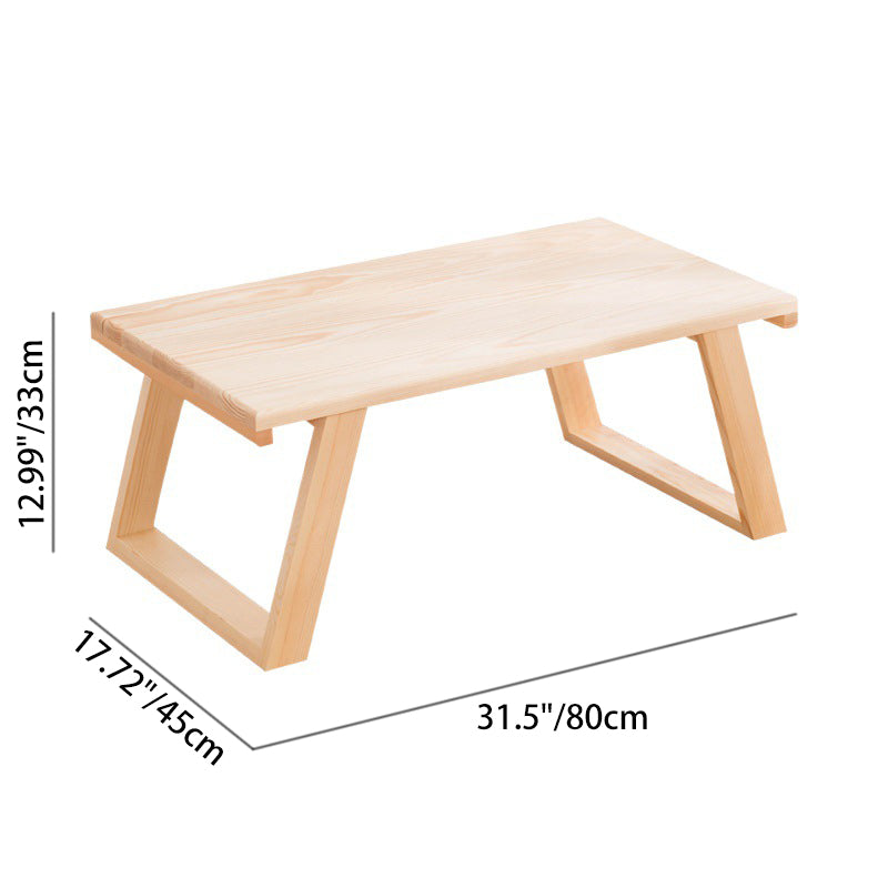 Traditional Japanese Rectangular Wood Coffee Table 1-Tier For Living Room