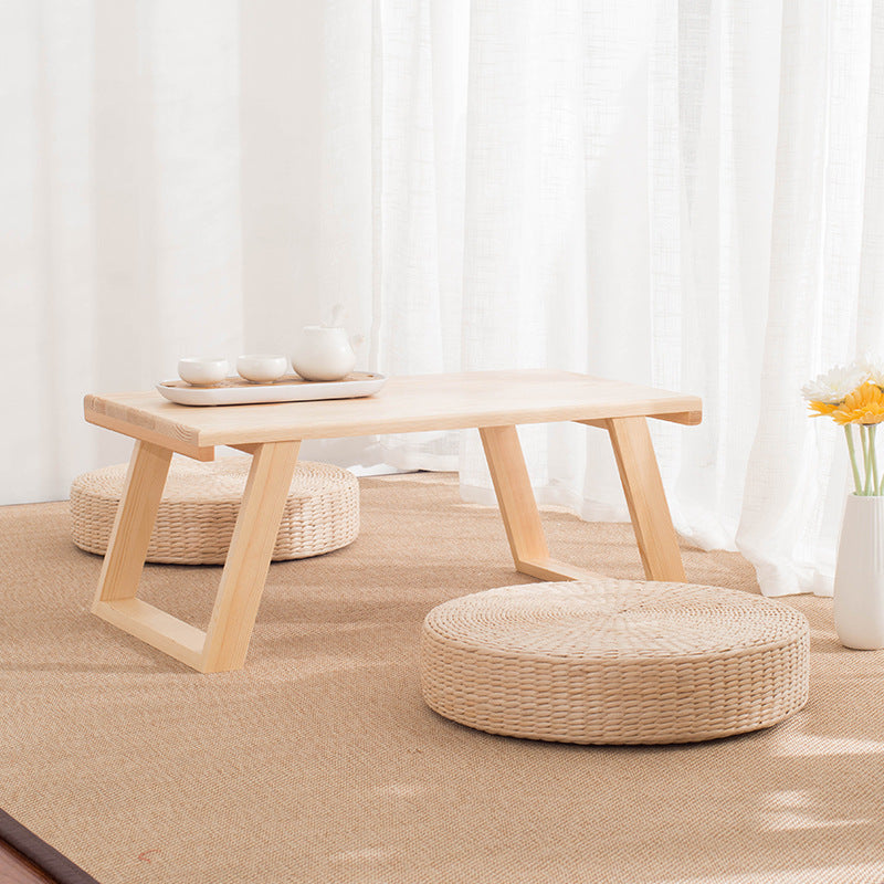 Traditional Japanese Rectangular Wood Coffee Table 1-Tier For Living Room