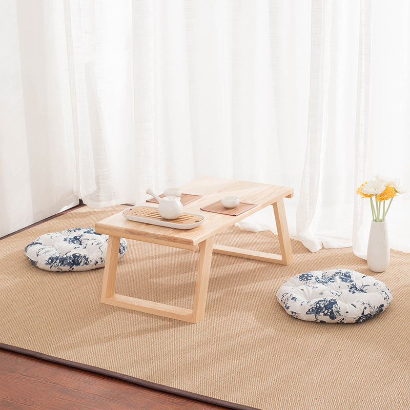Traditional Japanese Rectangular Wood Coffee Table 1-Tier For Living Room