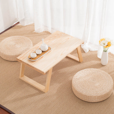 Traditional Japanese Rectangular Wood Coffee Table 1-Tier For Living Room