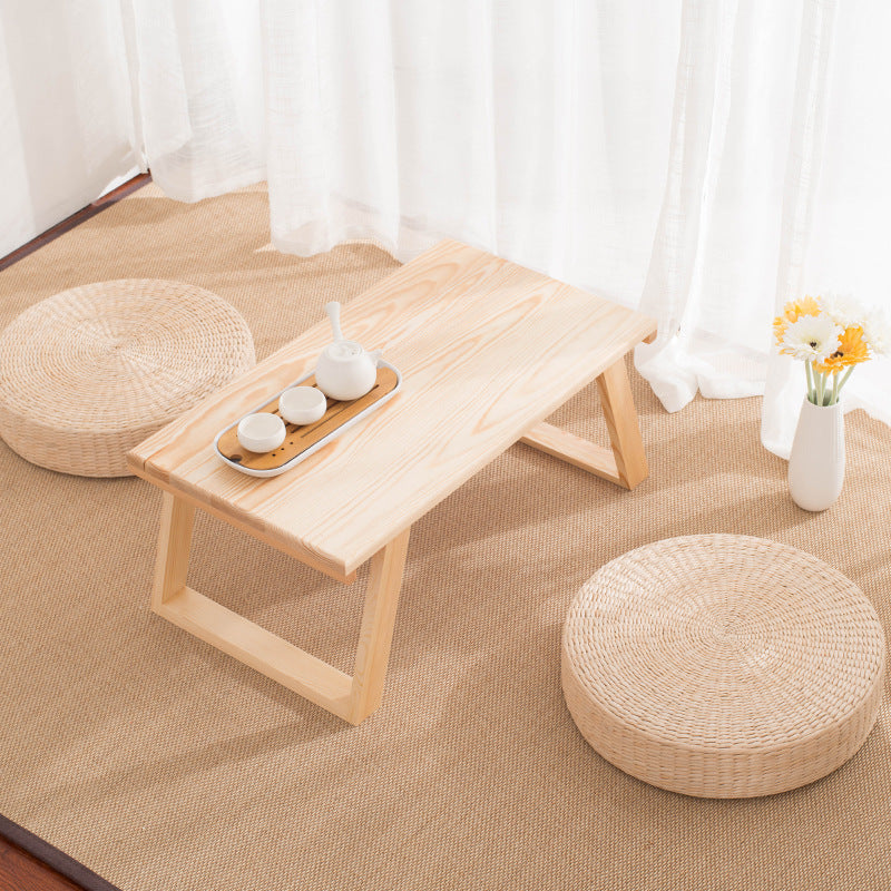 Traditional Japanese Rectangular Wood Coffee Table 1-Tier For Living Room