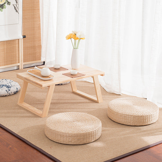Traditional Japanese Rectangular Wood Coffee Table 1-Tier For Living Room
