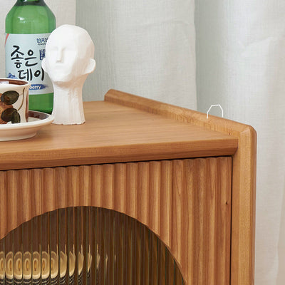 Table de bout rectangulaire en bois et verre japonais traditionnel avec 1 tiroir pour le salon 