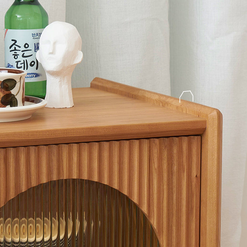 Table de bout rectangulaire en bois et verre japonais traditionnel avec 1 tiroir pour le salon 
