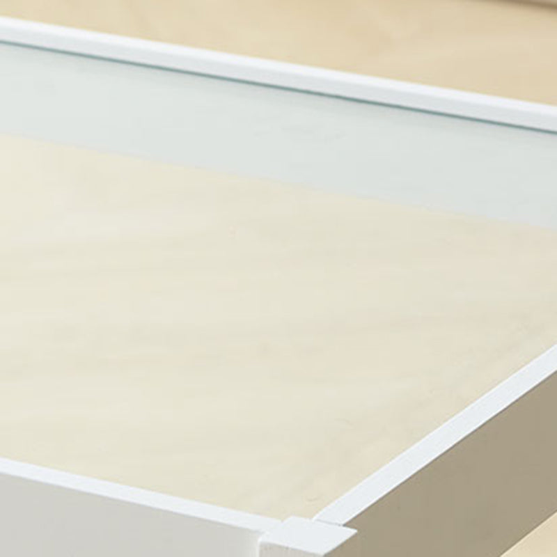 Mesa de Centro Moderna Minimalista Cuadrada de Bambú y Vidrio de 2 Niveles para Sala de Estar 
