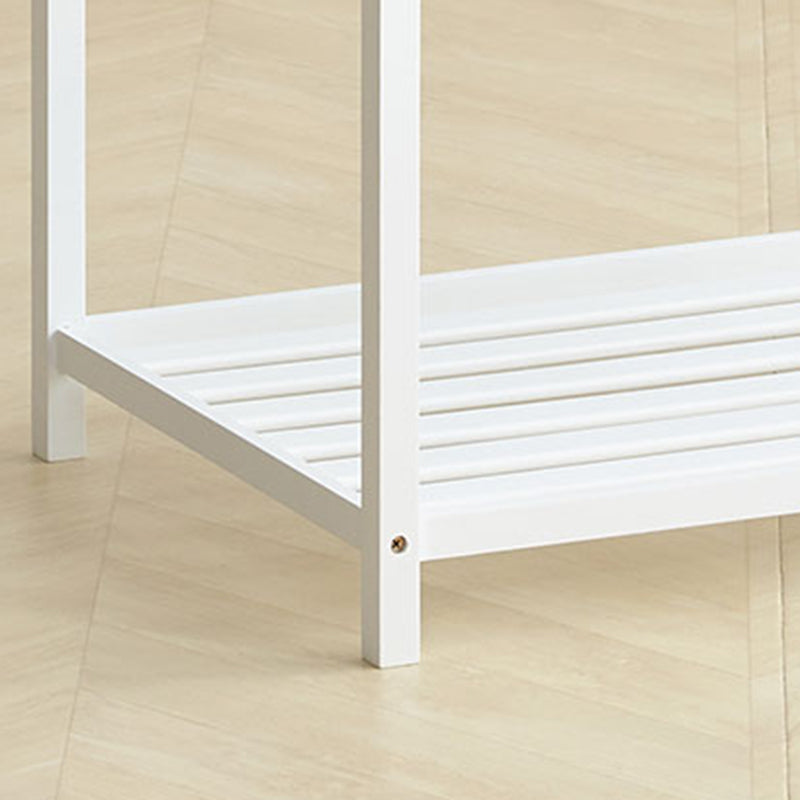 Mesa de Centro Moderna Minimalista Cuadrada de Bambú y Vidrio de 2 Niveles para Sala de Estar 