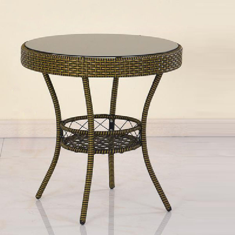 Mesa de café redonda de vidrio plástico minimalista moderna de 1 nivel para sala de estar 
