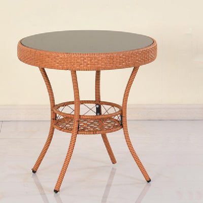 Mesa de café redonda de vidrio plástico minimalista moderna de 1 nivel para sala de estar 