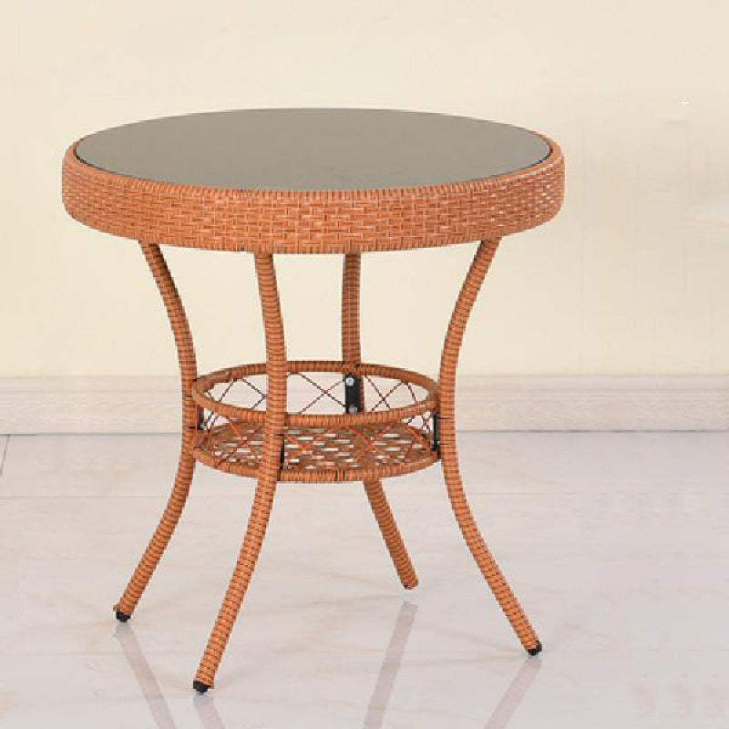 Mesa de café redonda de vidrio plástico minimalista moderna de 1 nivel para sala de estar 
