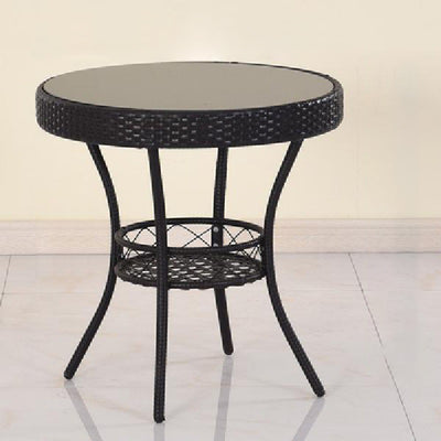 Mesa de café redonda de vidrio plástico minimalista moderna de 1 nivel para sala de estar 