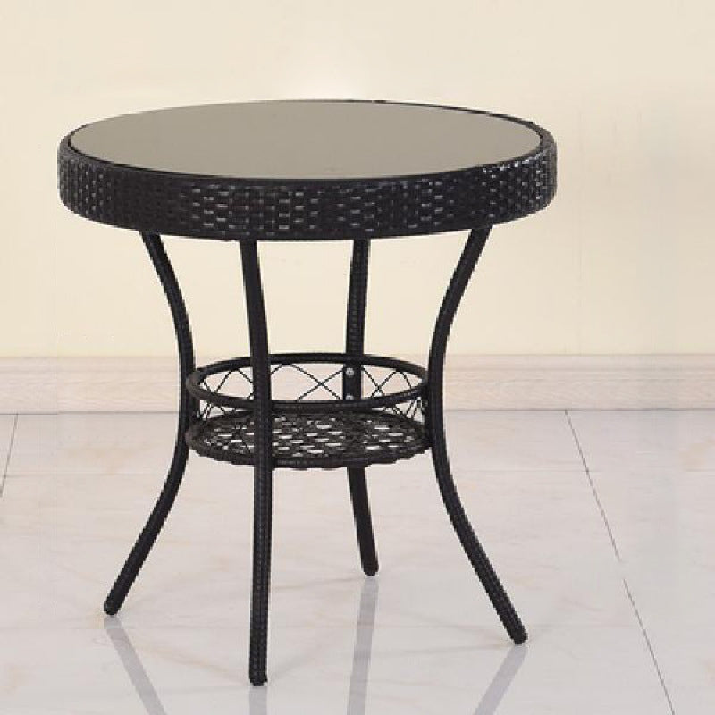 Mesa de café redonda de vidrio plástico minimalista moderna de 1 nivel para sala de estar 