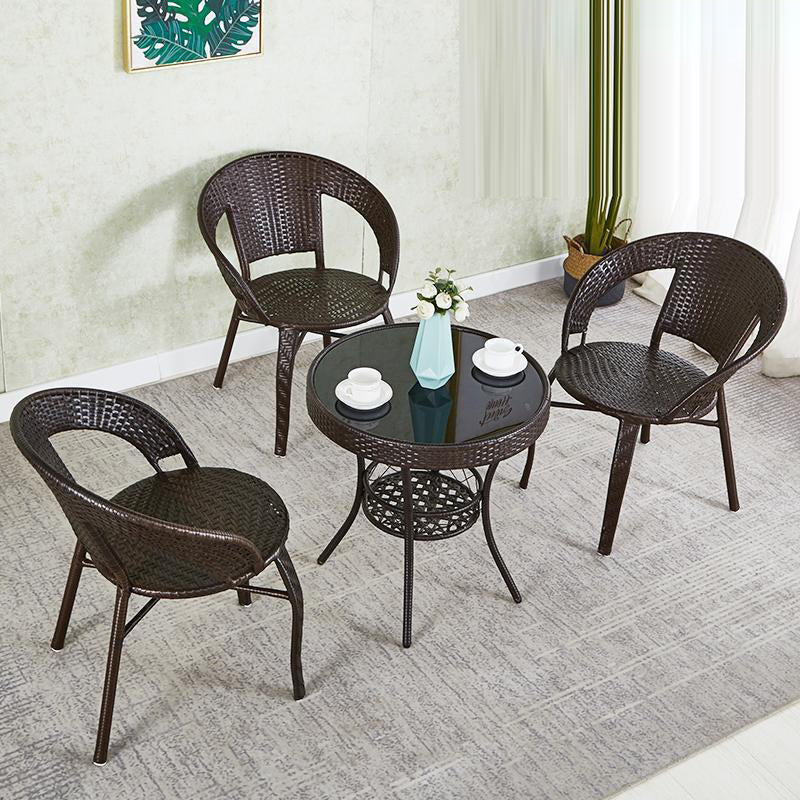 Mesa de café redonda de vidrio plástico minimalista moderna de 1 nivel para sala de estar 
