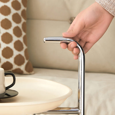 Table d'appoint ovale en acier et plastique nordique contemporain à 2 niveaux pour salon 
