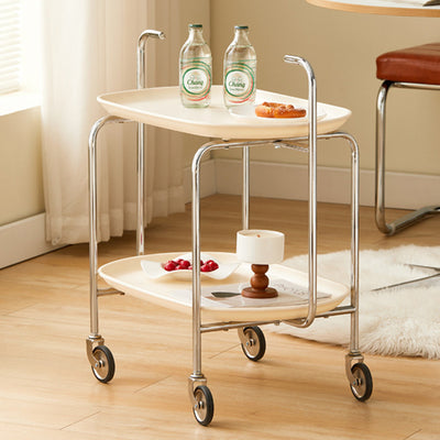 Table d'appoint ovale en acier et plastique nordique contemporain à 2 niveaux pour salon 
