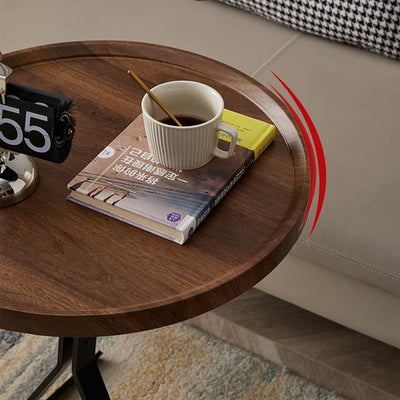 Table d'appoint contemporaine nordique carrée ronde en bois et fer à 1 niveau pour salon 