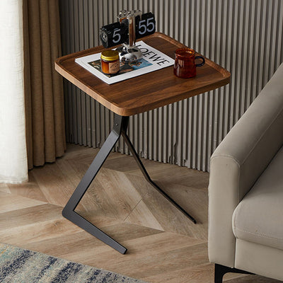 Table d'appoint contemporaine nordique carrée ronde en bois et fer à 1 niveau pour salon 