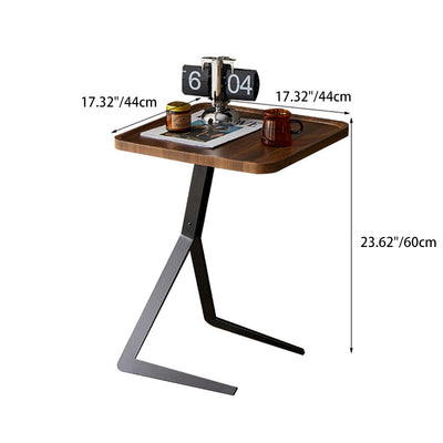 Table d'appoint contemporaine nordique carrée ronde en bois et fer à 1 niveau pour salon 