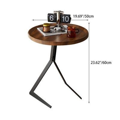 Table d'appoint contemporaine nordique carrée ronde en bois et fer à 1 niveau pour salon 