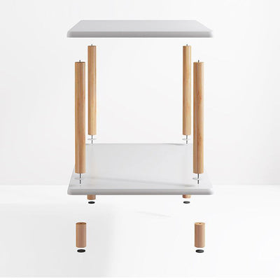 Moderner minimalistischer quadratischer Tischplatte aus Spanplatte Holz Beistelltisch 1/2-Etagen für Wohnzimmer 
