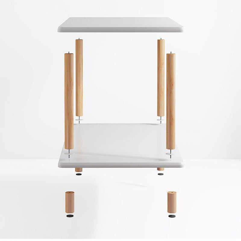 Moderner minimalistischer quadratischer Tischplatte aus Spanplatte Holz Beistelltisch 1/2-Etagen für Wohnzimmer 