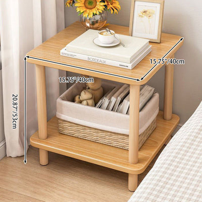 Moderner minimalistischer quadratischer Tischplatte aus Spanplatte Holz Beistelltisch 1/2-Etagen für Wohnzimmer 