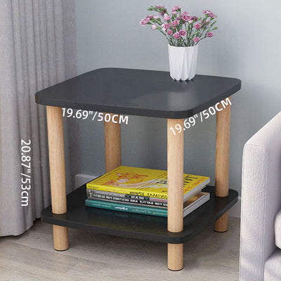 Moderner minimalistischer quadratischer Tischplatte aus Spanplatte Holz Beistelltisch 1/2-Etagen für Wohnzimmer 