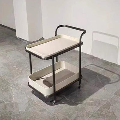 Zeitgenössischer Luxus Beweglicher Rechteckiger Tischplatte Aus Kunstleder Edelstahl Beistelltisch 2-Ebenen Für Wohnzimmer 