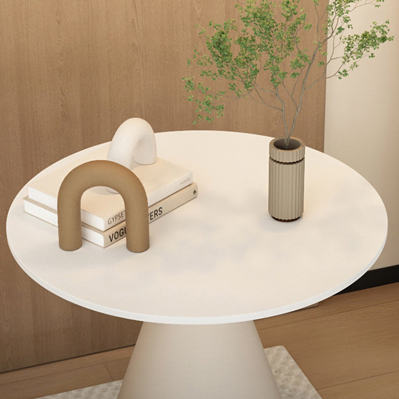 Modern Minimalist Round Cone Rock Slab Carbon Steel Iron End Table 1-Tier For Living Room